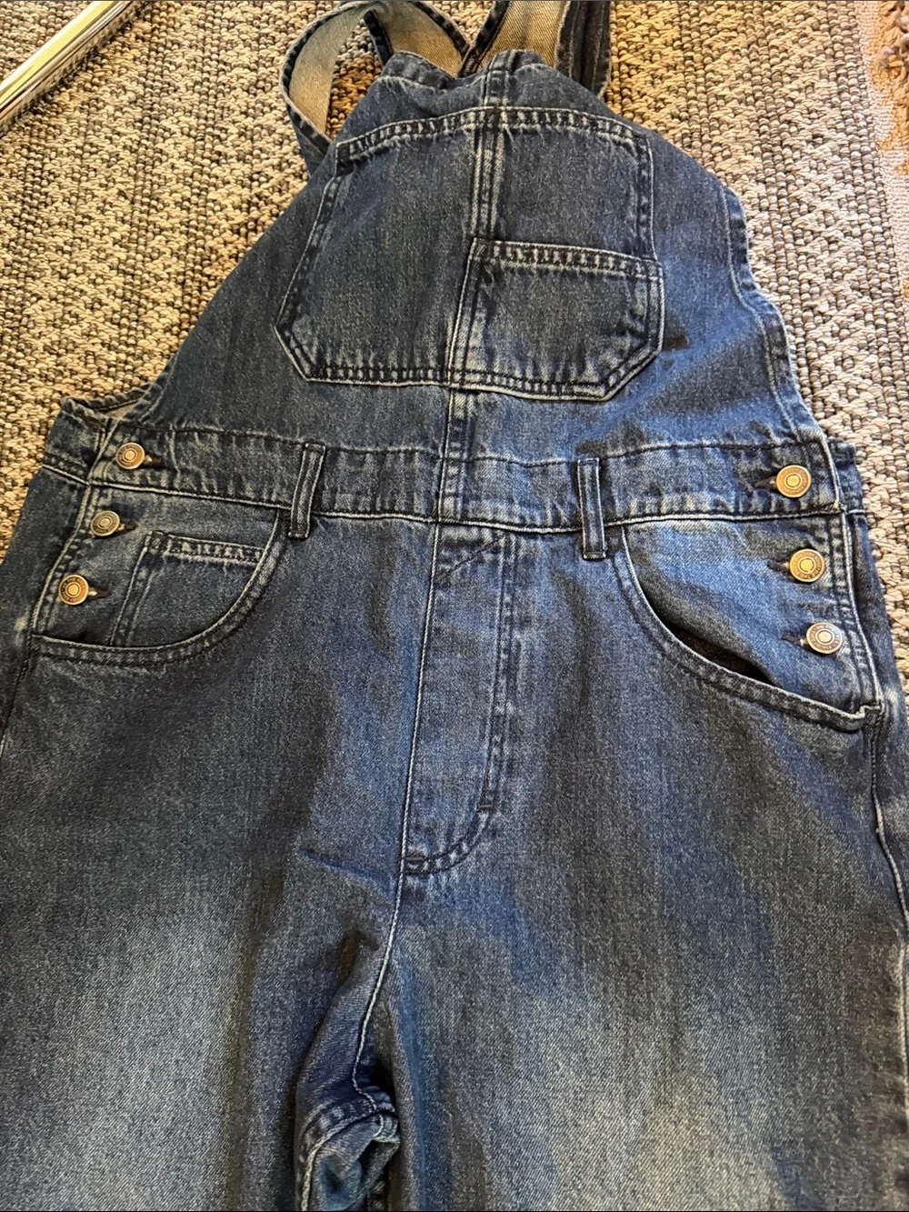 We The Free Vintage Wash Blue Denim Overalls - Picture 3 of 4